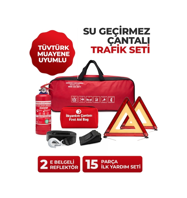 Su Geçirmez Çantalı Tüvtürk Muayene Uyumlu Trafik Seti