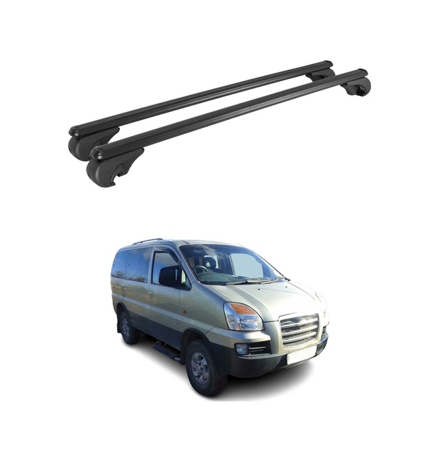 Hyundai H-1 Starex 1997-2007 Arası Uyumlu Port Bagaj Taşıyıcı Ara Atkı Alüminyum Siyah 2 Parça