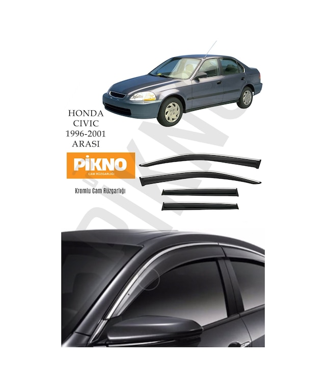 Honda Civic 1996-2001 Arası Kromlu Cam Rüzgarlığı 4'lü Set A+ Plus