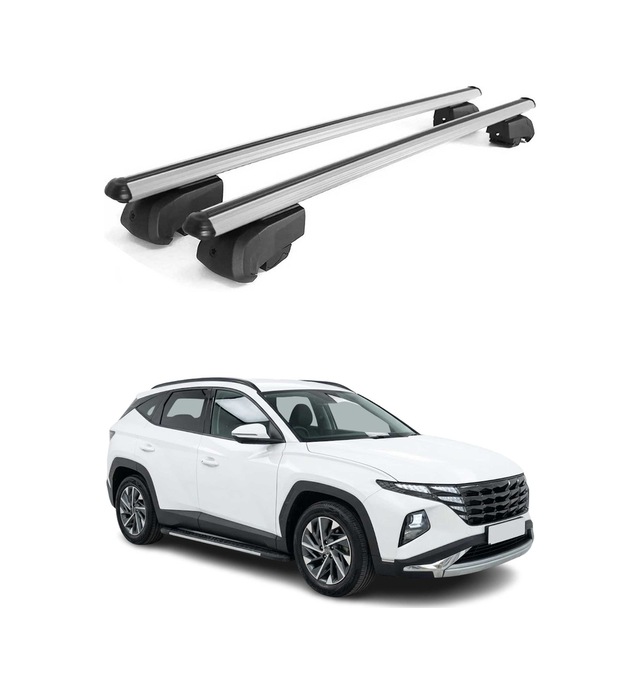 Hyundai Tucson 2021-2027 Arası Uyumlu Port Bagaj Taşıyıcı Ara Atkı Alüminyum Gümüş 2 Parça