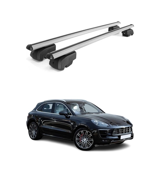 Porsche Macan I 2014-2026 Arası Uyumlu Port Bagaj Taşıyıcı Ara Atkı Alüminyum Gümüş 2 Parça