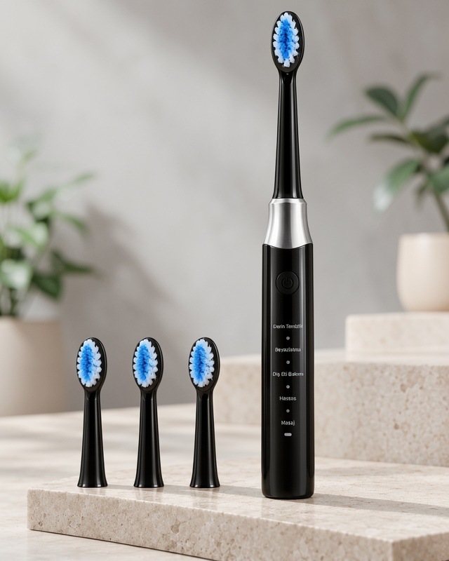 Siyah Elektrikli Diş Fırçası Usb Şarjlı 5 Mod Amf13-siyah-5
