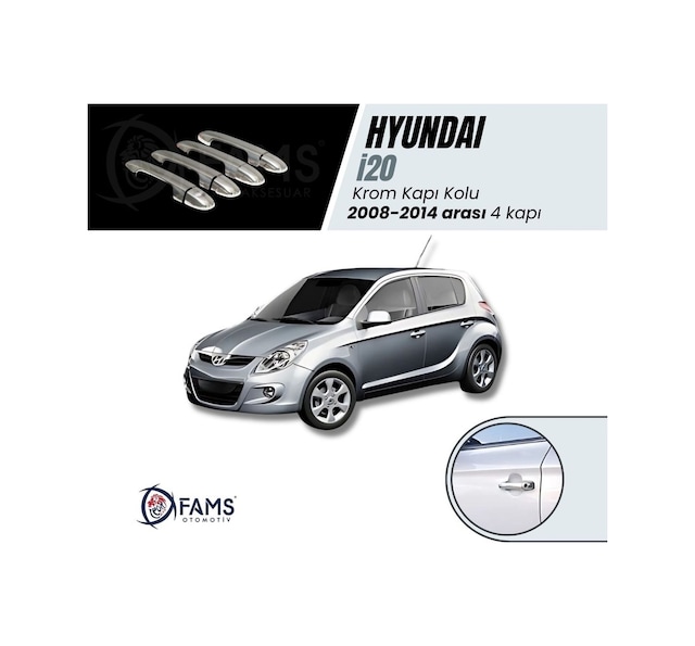 Hyundai İ20 Krom Kapı Kolu 4 Kapı 2008-2014 Arası Paslanmaz Çelik