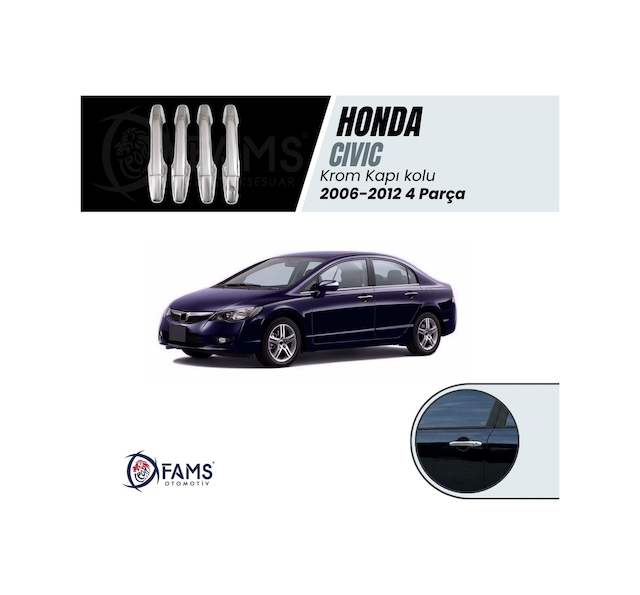 Honda Civic Krom Kapı Kolu 4 Kapı 2005-2011 Paslanmaz Çelik