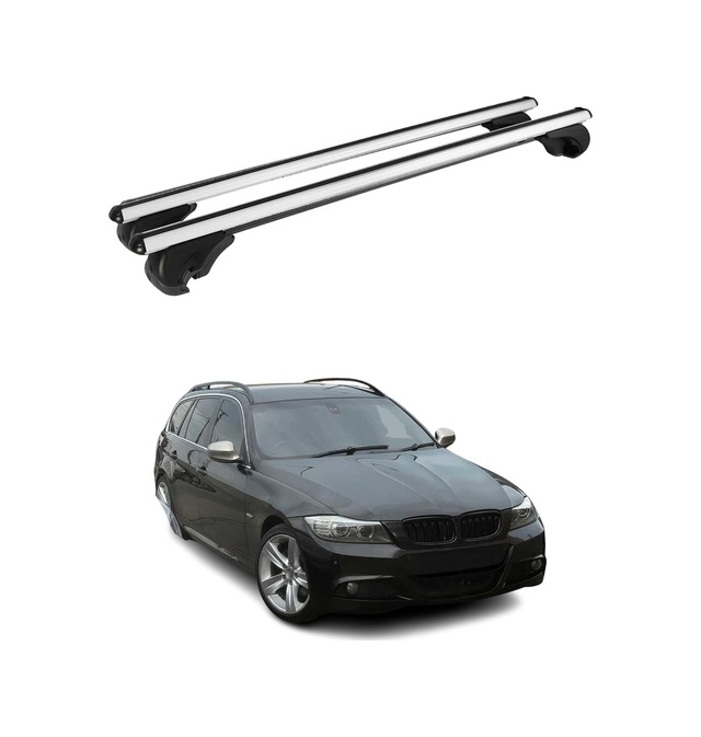 Bmw 3 Serisi E91 Station Wagon 2005-2012 Arası Uyumlu Port Bagaj Taşıyıcı Ara Atkı Alüminyum Gümüş 2 Parça