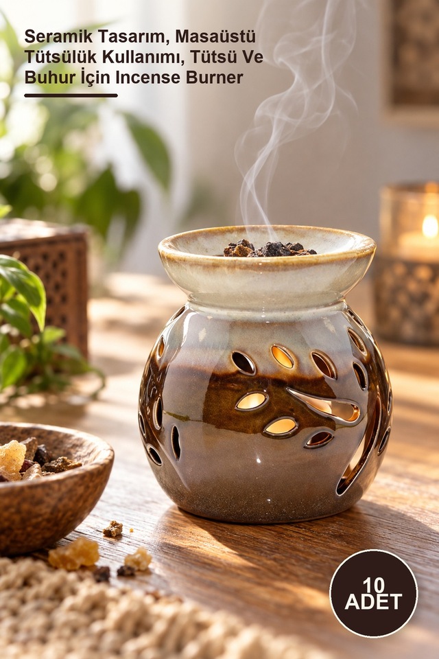 10 Adet Buhurdanlık Seramik Tasarım, Masaüstü Tütsülük Kullanımı, Tütsü Ve Buhur İçin Incense Burner