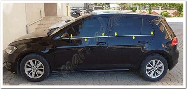 Vw Golf 7 Krom Cam Çıtası 2012 Sonrası 4 Parça Paslanmaz Çelik