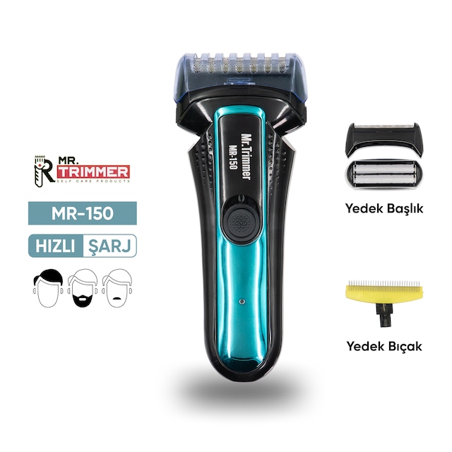 Şarjlı Yedek Başlıklı Sakal Tıraş Makinesi Erkek Kişisel Bakım Mr-150 1.5 Saat