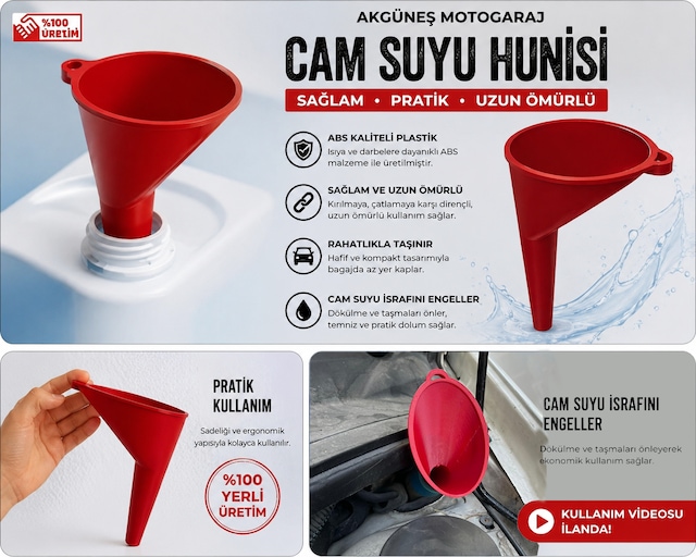 Cam Suyu Hunisi Abs Kaliteli Plastik, Sağlam Ve Uzun Ömürlü Araç Sıvı Dolum Hunisi Karışık Renk