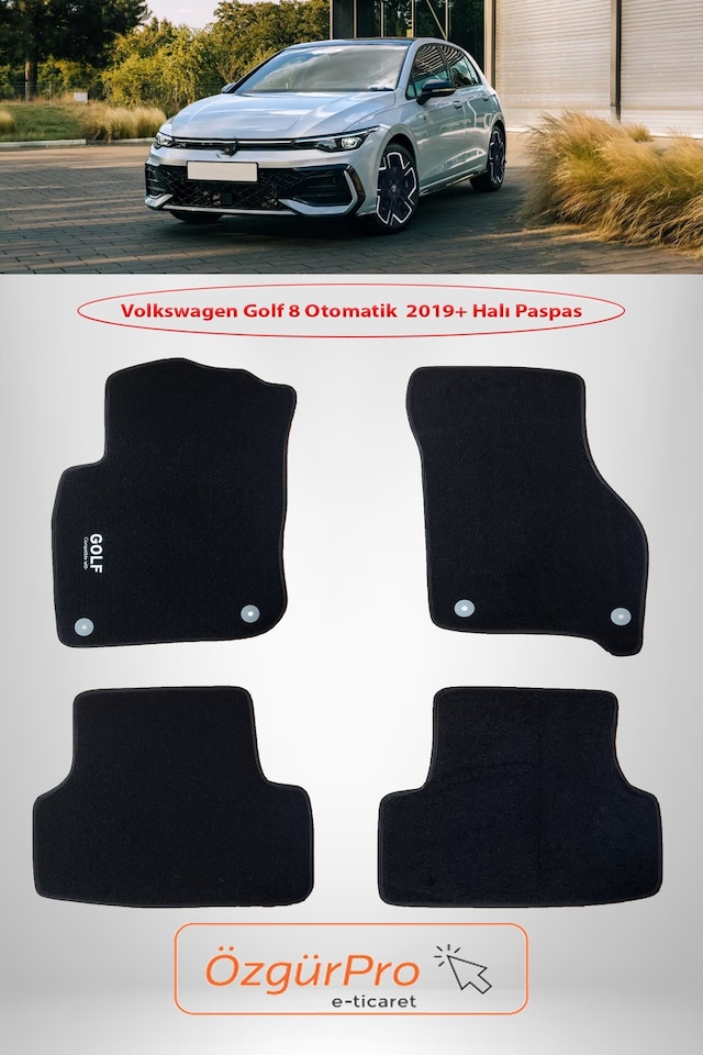 Rizline Volkswagen Golf 8 Otomatik 2020 Ve Sonrası Klipsli Halı Paspas Otomatik