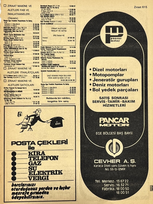 İzmir 1982-1983 Meslek Reklam İlanı Efemera S615 Teşhir Ürün