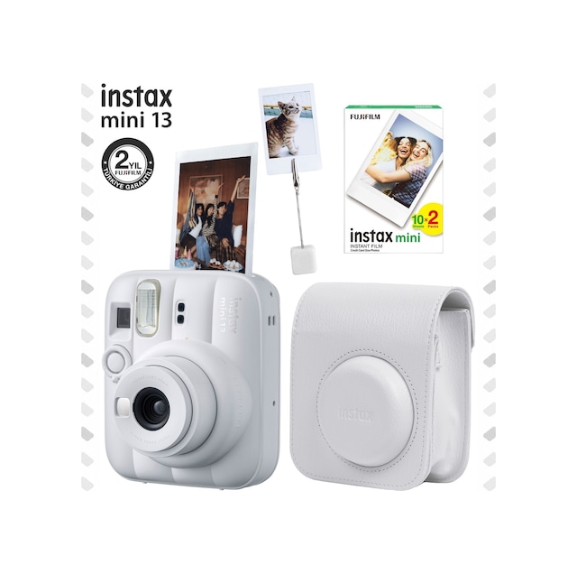 Instax Mini 13 Fotoğraf Makinesi Deri Çanta Kıskaç + 20'li Film Hediye Seti