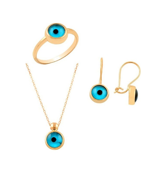 Gözlü Üçlü Set 8.40 Gram 14 Ayar Altın