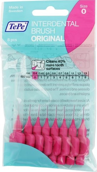 Tepe Arayüz Fırçası 0 Numara 8'li 0.4 MM Pembe