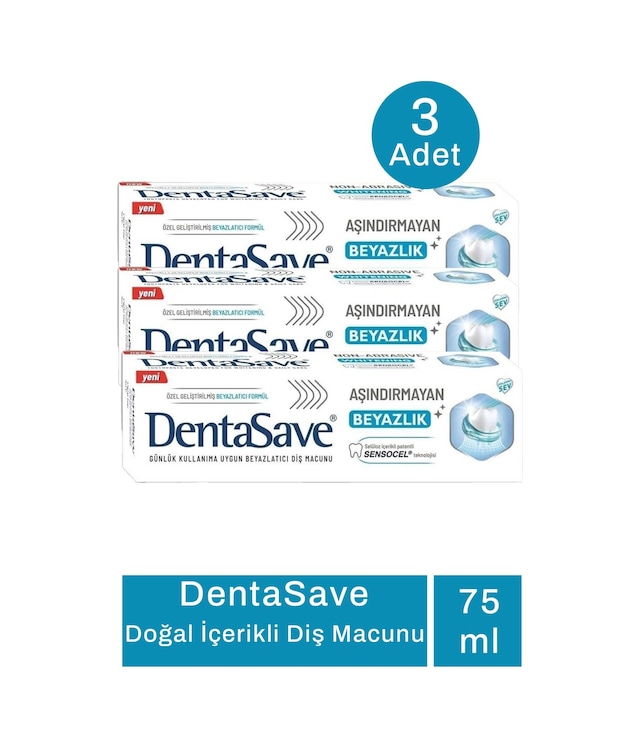 Dentasave Aşındırmayan Beyazlık Diş Macunu 3 x 75 ML
