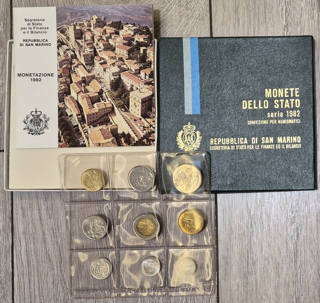 San Marino 1982 Hatıra Set 9 Adet 1-500 Liret Orijinal Kutusunda Kitapçığıyla Çil.