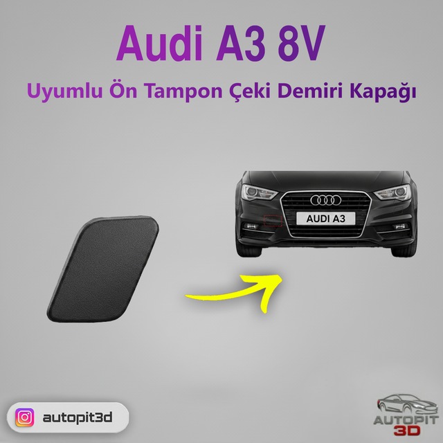 Audi A3 8v Uyumlu Ön Tampon Çeki Demiri Kapağı