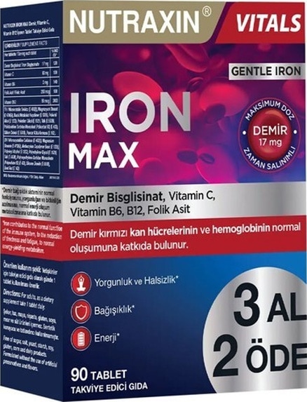 Nutraxin Iron Max 90 Tablet - 3 Al 2 Öde