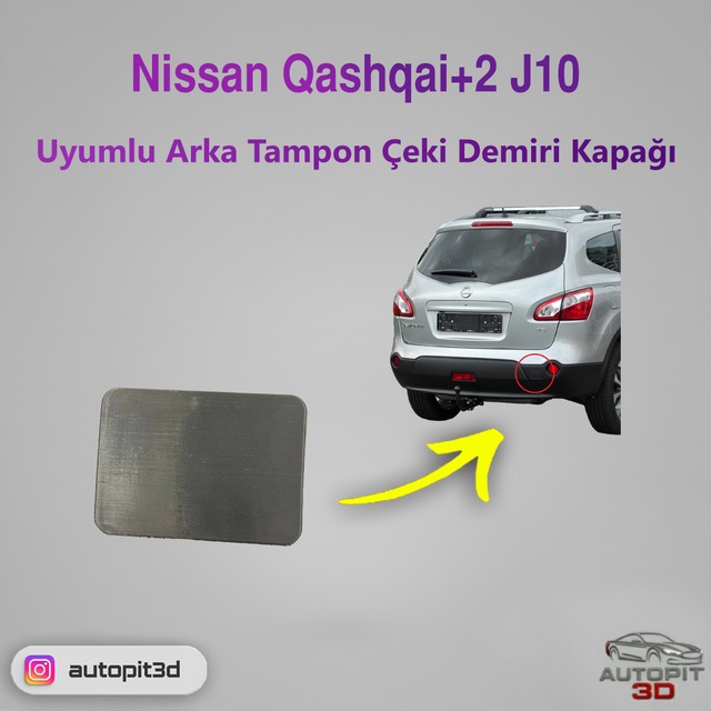 Nissan Qashqai+2 J10 Uyumlu Arka Tampon Çeki Demiri Kapağı