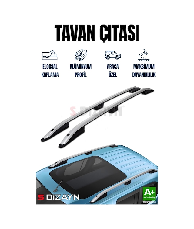 S-dizayn Ford Connect Uzun Şase Aluminyum Gri Tavan Çıtası 2002-2014 A+ Kalite