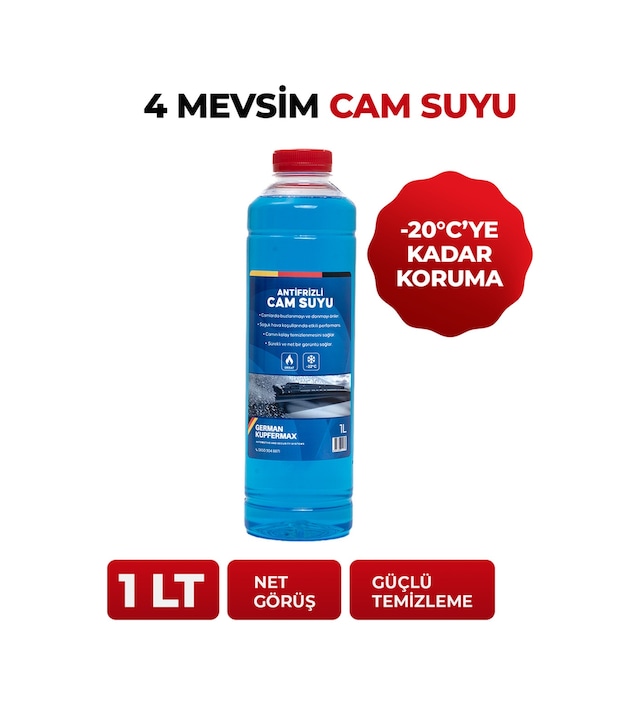 1 Litre -22 C 4 Mevsim Donmaz Antifrizli Cam Suyu
