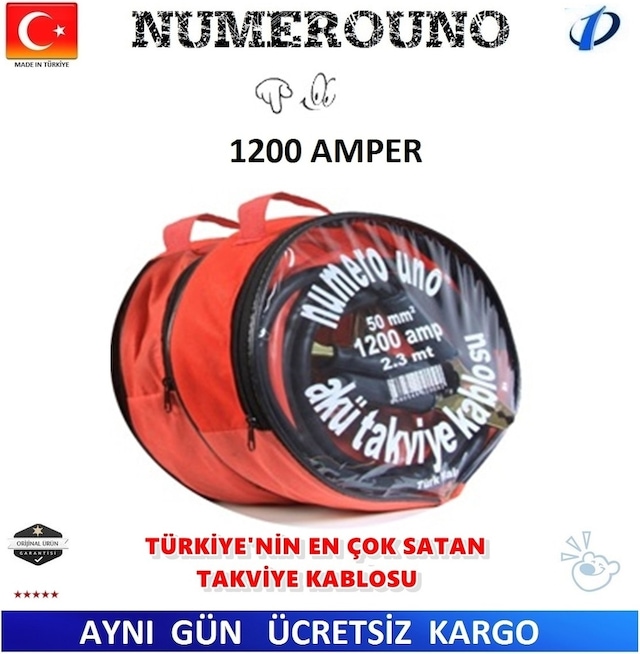 Akü Takviye Kablosu 50mm 1200 Amper 2.3 M Numereuno N11.38