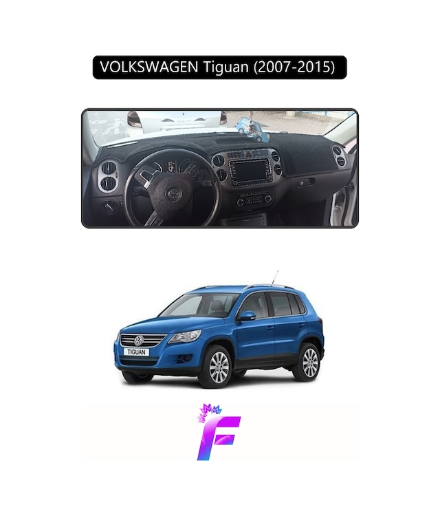 Volkswagen Tiguan 2007-2015 Uyumlu Torpido Örtüsü Yansıma Önleyici Hızlı Ve Kolay Montaj L12 Siyah
