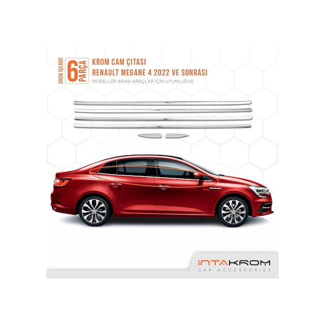 Renault Megane 4 Krom Cam Çıtası 6 Parça Yeni 2022 Ve Üzeri