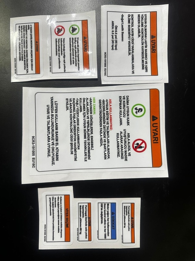 Atv Uyarı Güvnlik İşaret Sticker Etiket Modeli