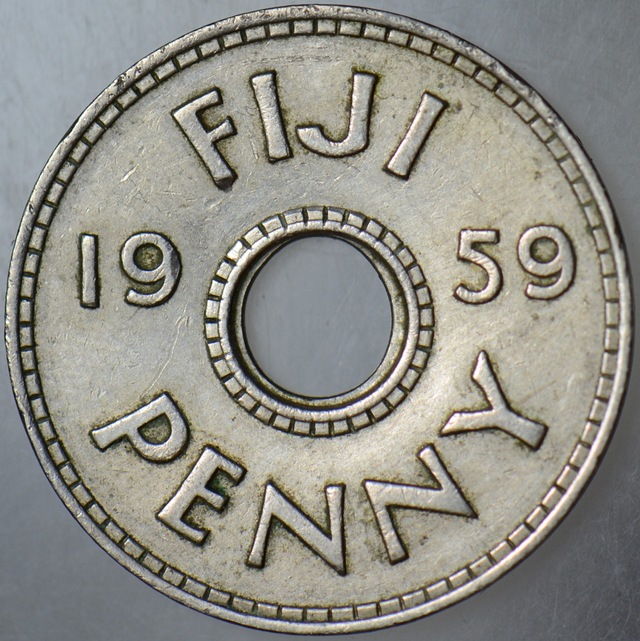 Fiji 1 Penny 1959 Kraliçe Iı. Elizabeth. 26 Mm.