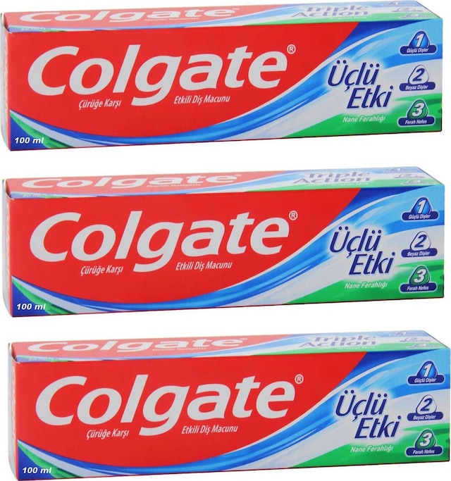 Colgate Üçlü Etki Çürüğe Karşı Etkili Diş Macunu 100 ML x 3