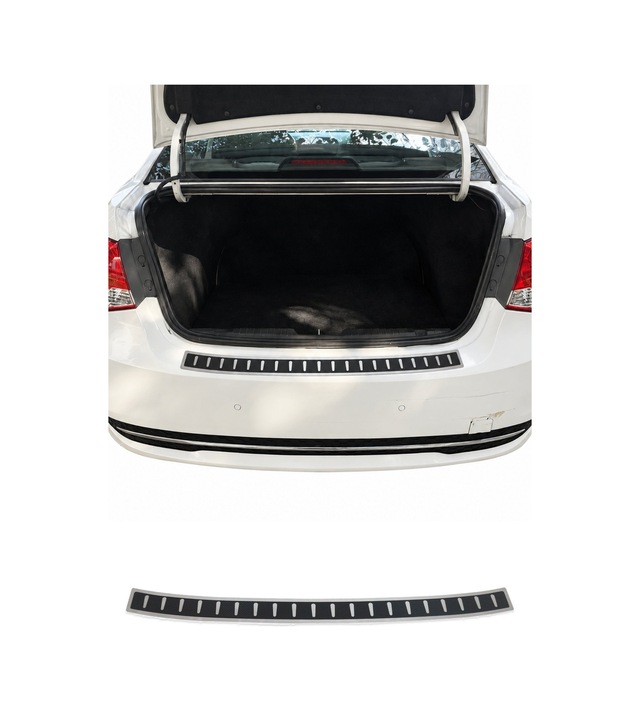 Chevrolet Cruze Sedan 2009-2012 Uyumlu Arka Tampon Eşiği Krom-karbon Folyolu