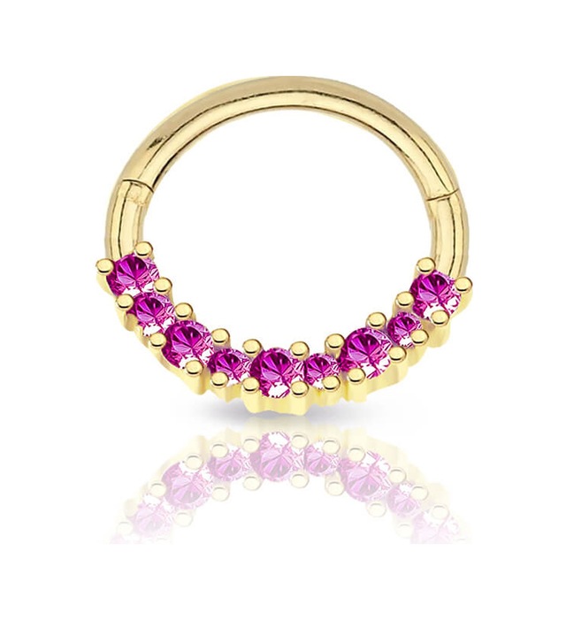 Lilarote Lila Sıra Taşlı Taşlı Altın Helix Piercing