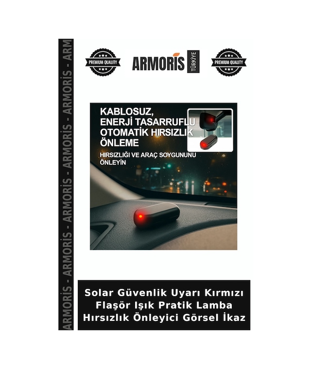 Solar Güvenlik Uyarı Kırmızı Flaşör Işık Pratik Lamba Hırsızlık Önleyici Görsel İkaz