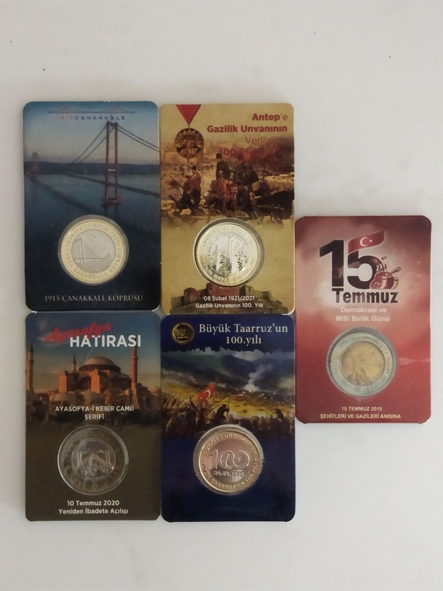5 Adet Hatira Para 1 Lira Tedavül Madeni Para
