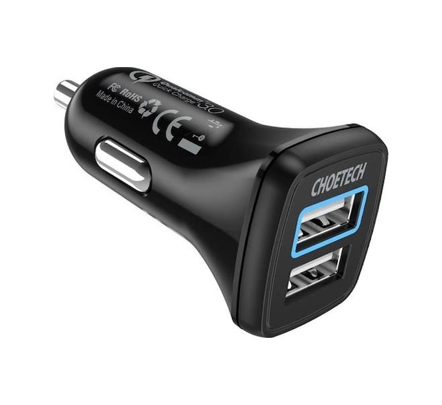 Choetech 36w Çift Usb Çıkışlı Quickcharge 3.0 Araç Şarj Cihazı - C0051-v5 - Siyah