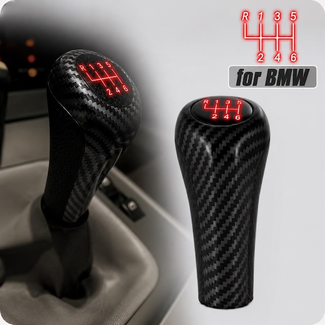 Bmw E92 E93 E46,e90,f20,f30,e39,e60,f10 Kırmızı Işıklı Vites Topuzu 6 İleri Karbon Fiber Desenli Sıyah