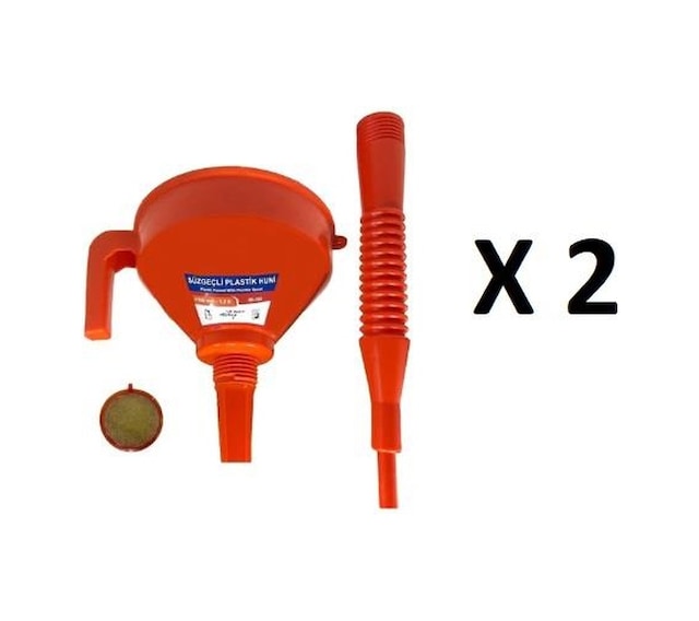 2 Adet Plastik Hortumlu Süzgeçli Yağ-benzin Motosiklet Hunisi - 16 Cm Çap