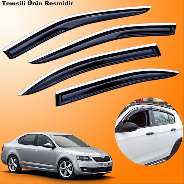Skoda Octavia A7 Mügen Cam Rüzgarlığı Abs Krom Nikelajlı Cam Rüzgarlığı 2013-2020 Arası 4 Lü Set