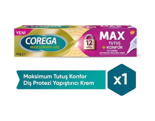 Corega Max Tutuş Ve Konfor Diş Protezi Yapıştırıcı Krem 40g Tüp