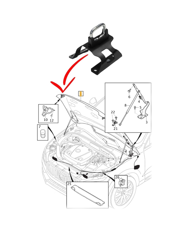Volvo Xc60 Kaput Kilit Karşılığı 2015 2025 Sağ