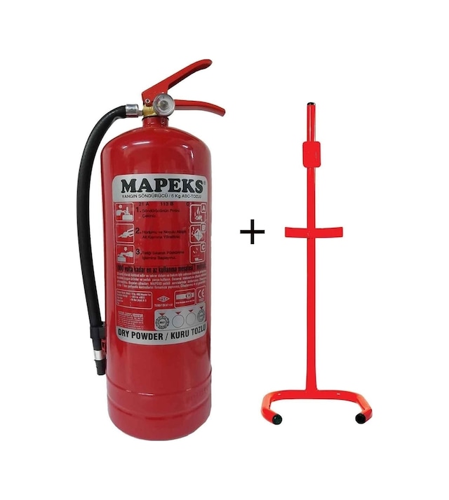 Mapeks Tüpaş Marka 6kg Yangın Tüpü Ve C Tipi Sehpa 2li Set
