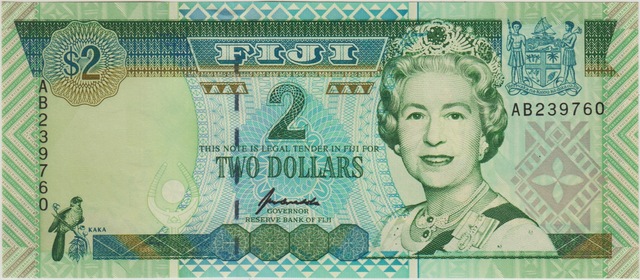 Fiji 2 Dolar 1996 Kraliçe Iı. Elizabeth. Çil.