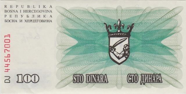 Bosna Hersek 100 Dinar 1992 Çil.