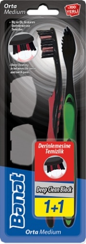 Banat Deep Clean Black 1 + 1 Kapaklı Diş Fırçası Medium