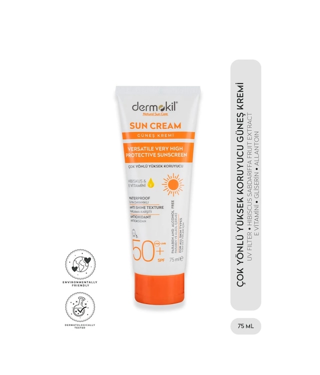 Dermokil Sun Cream Çok Yönlü Yüksek Koruyucu Güneş Kremi SPF 50+ 75 ML
