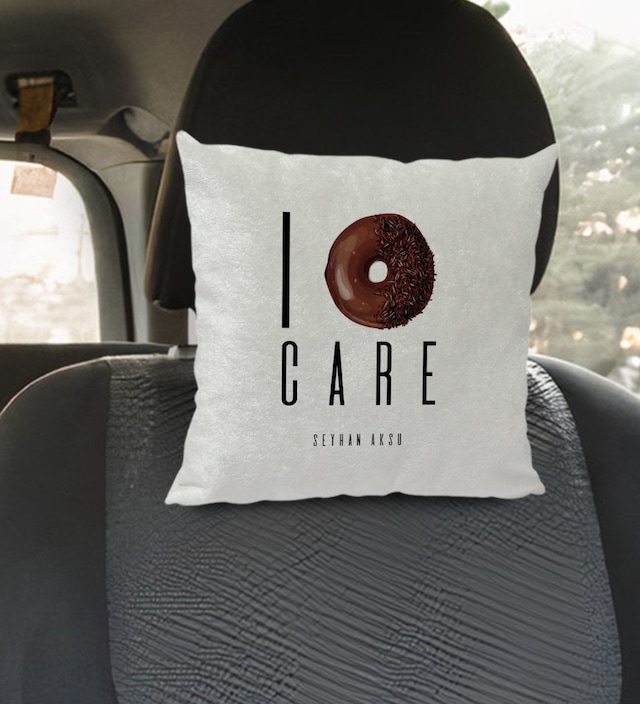 Bk Gift Kişiye Özel İsimli Don't Care Tasarımlı Kare Araç Koltuk Yastığı-1