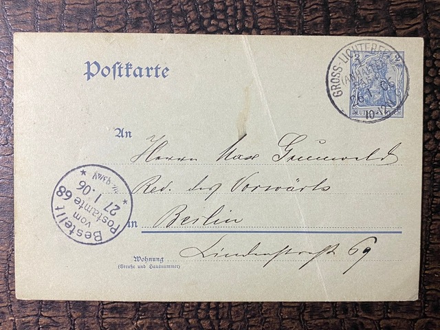 Almanya Reich Dönemine Ait 1906 Yılında Postadan Geçmiş Posta Kartı Tren Postası Damgalı Kendinden Pullu 2 Pfennig Germania Deutsches Reich Teşhir Ürün