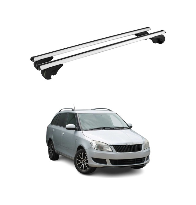 Skoda Fabia Iı Station Wagon 2007-2014 Arası Uyumlu Port Bagaj Taşıyıcı Ara Atkı Alüminyum Gümüş 2 Parça