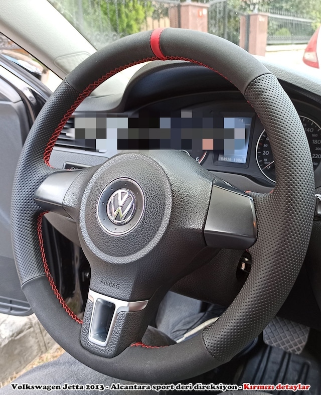 Volkswagen Jetta 2013 Araca Özel Direksiyon Kılıfı Noktalı Nubuk Yüzüklü